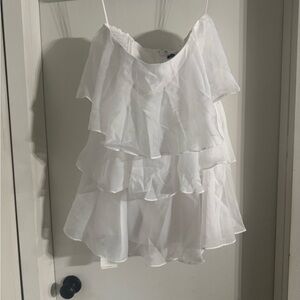 White Layered Ruffle Dress